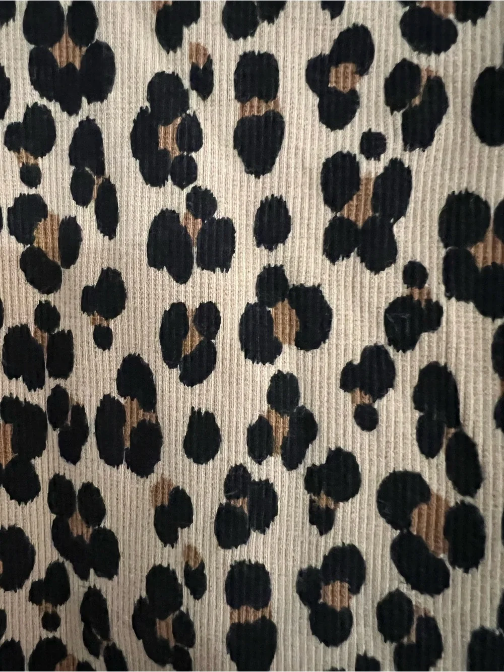 GAP Beige and Black Leopard Print Long Sleeve Top with Puff Shoulders